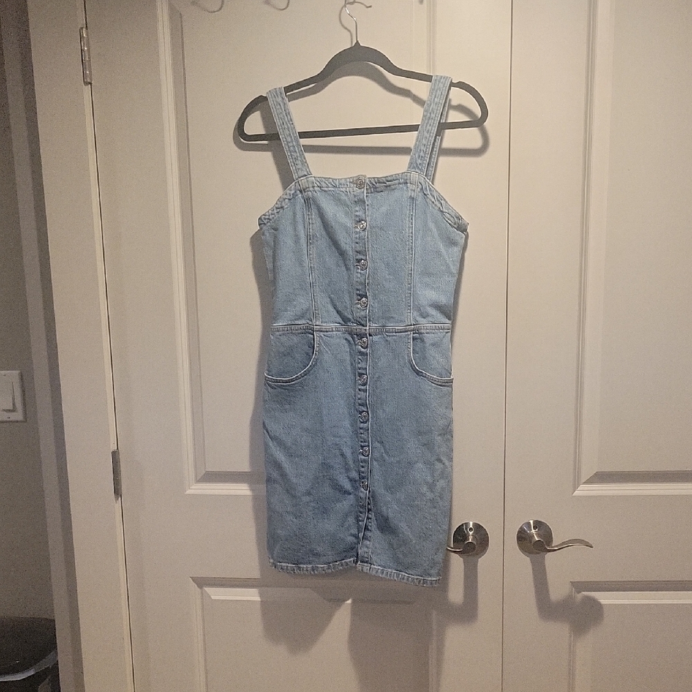 Blue Denim Button-Front Dress